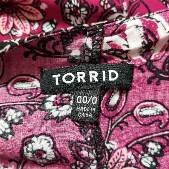 Torrid top 00/0 Border Print Cropped Kimono open front cardigan floral paisley - Picture 11 of 15